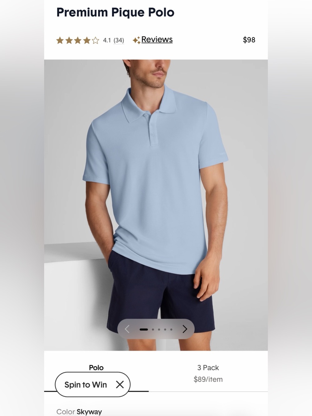NWT Tommy John Premium Pique Polo